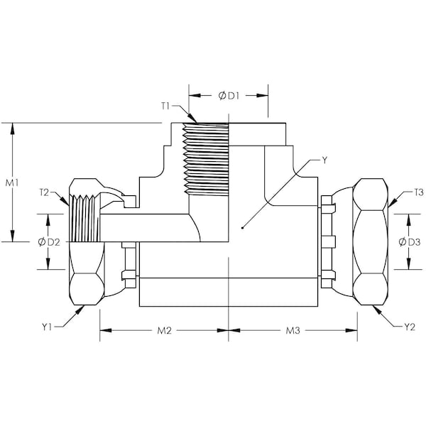 Female Pipe Swivel To Female Pipe Swivel To Female Pipe Tee